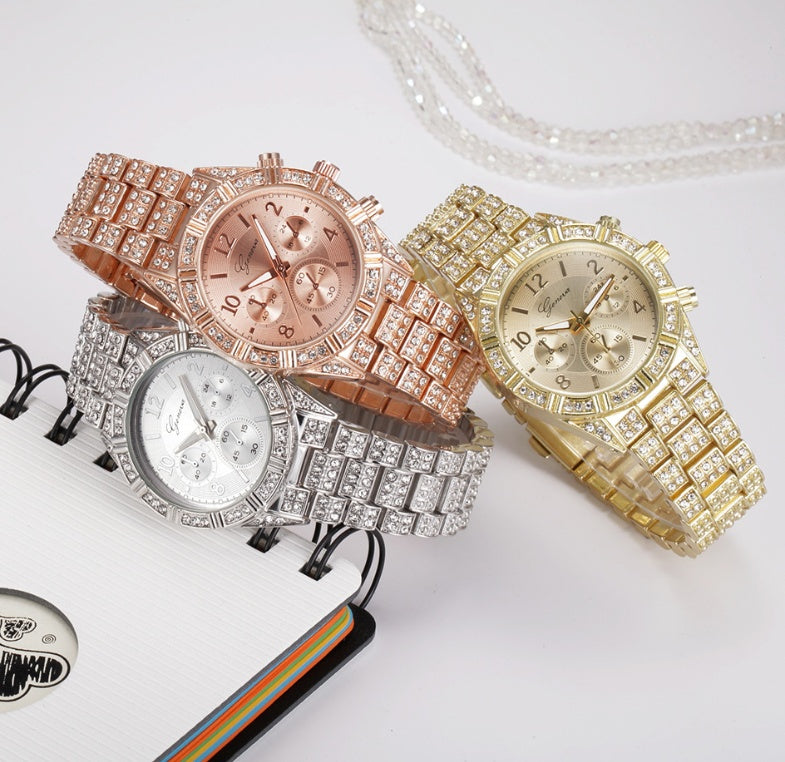 Women Crystal Quartz Analog Wrist Watch Fashion Stainless Steel Geneva Luxury Reloj Hombre Montre Femme Sport Watches - FASHIONKULTUR