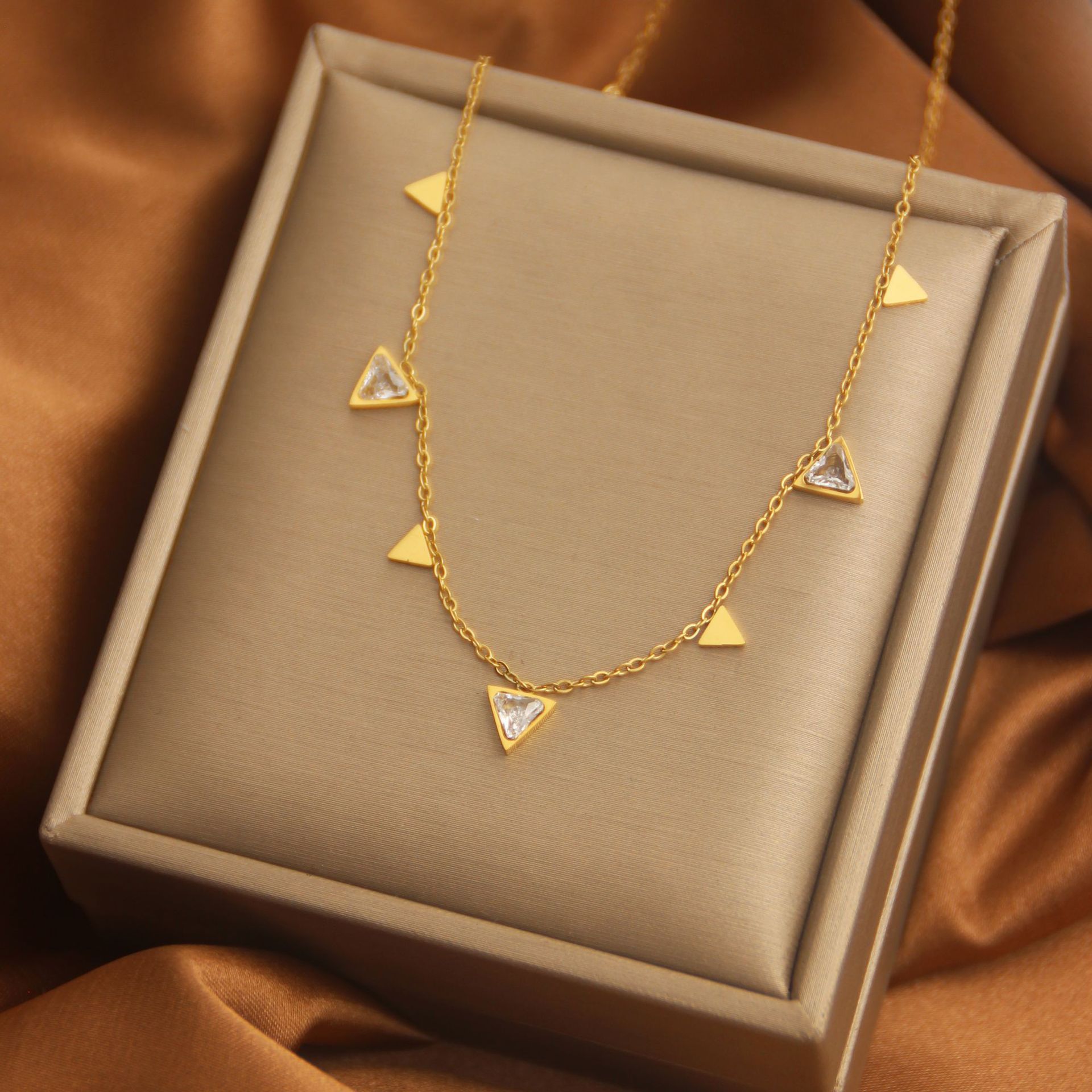 Titanium Steel Necklace Female 18K Color Zircon - FASHIONKULTUR