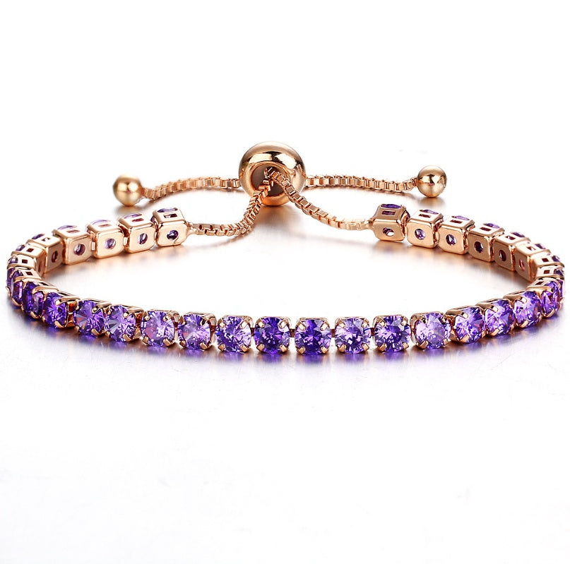 European and American cross-border exclusive jewelry inlaid crystal push-pull bracelet ladies gold full diamond single-row jewelry wholesale - FASHIONKULTUR