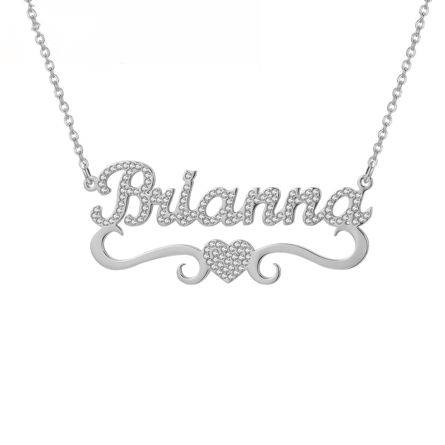 Personalized Heart Iced Out Name Necklace Butterfly Pendants - FASHIONKULTUR