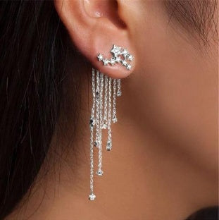 Shining Star Tassel Earrings Back Hanging Exquisite Earrings - FASHIONKULTUR