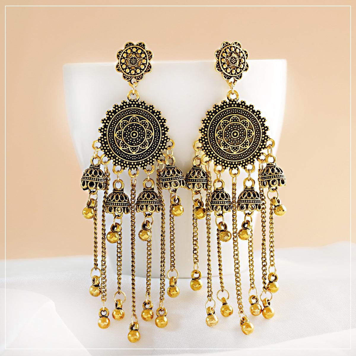Retro Court Series Ear Rings Nostalgic Elegant Bell Tassel Long - FASHIONKULTUR