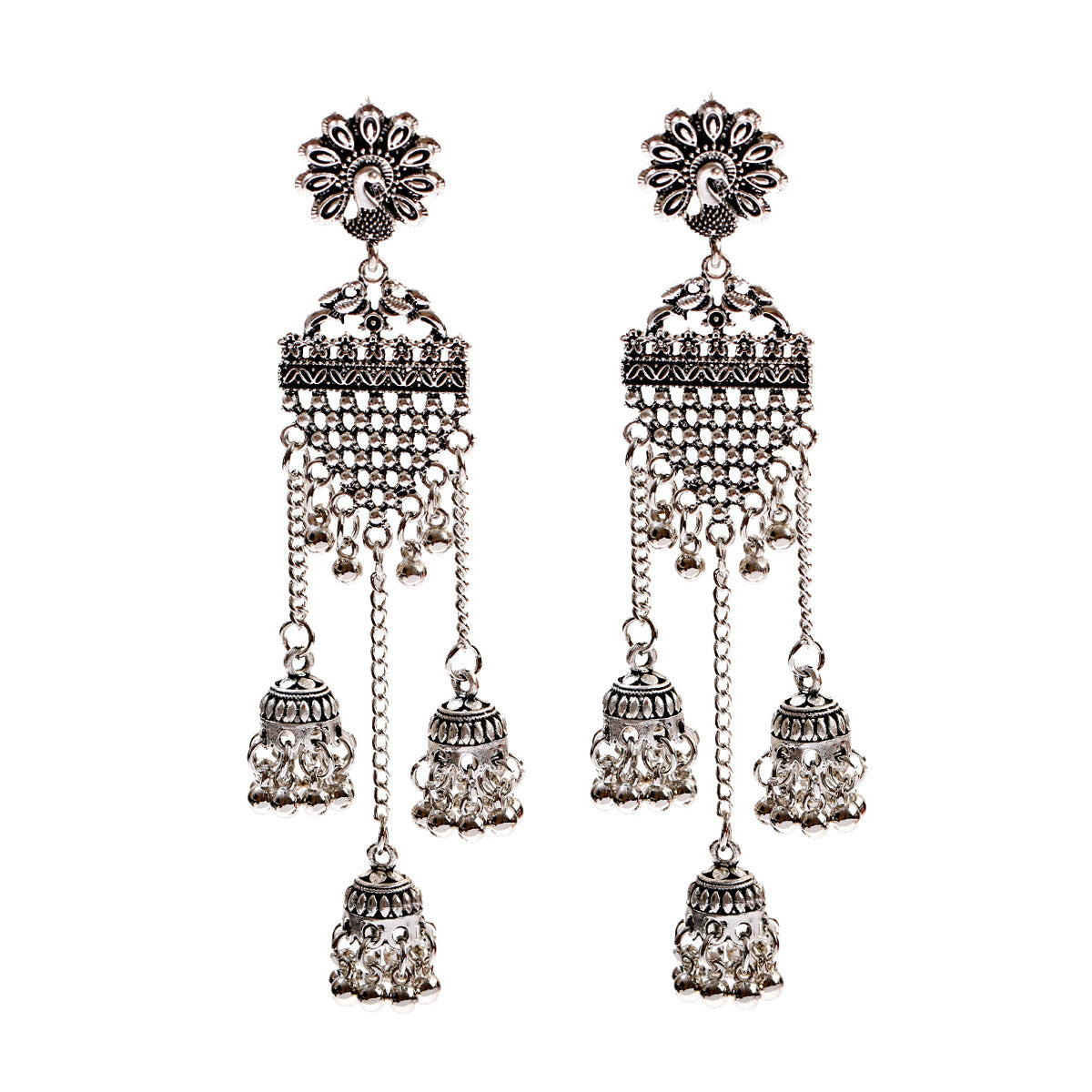 Bohemian Ethnic Earrings Retro Nostalgic Hollow Bell Long Earrings - FASHIONKULTUR