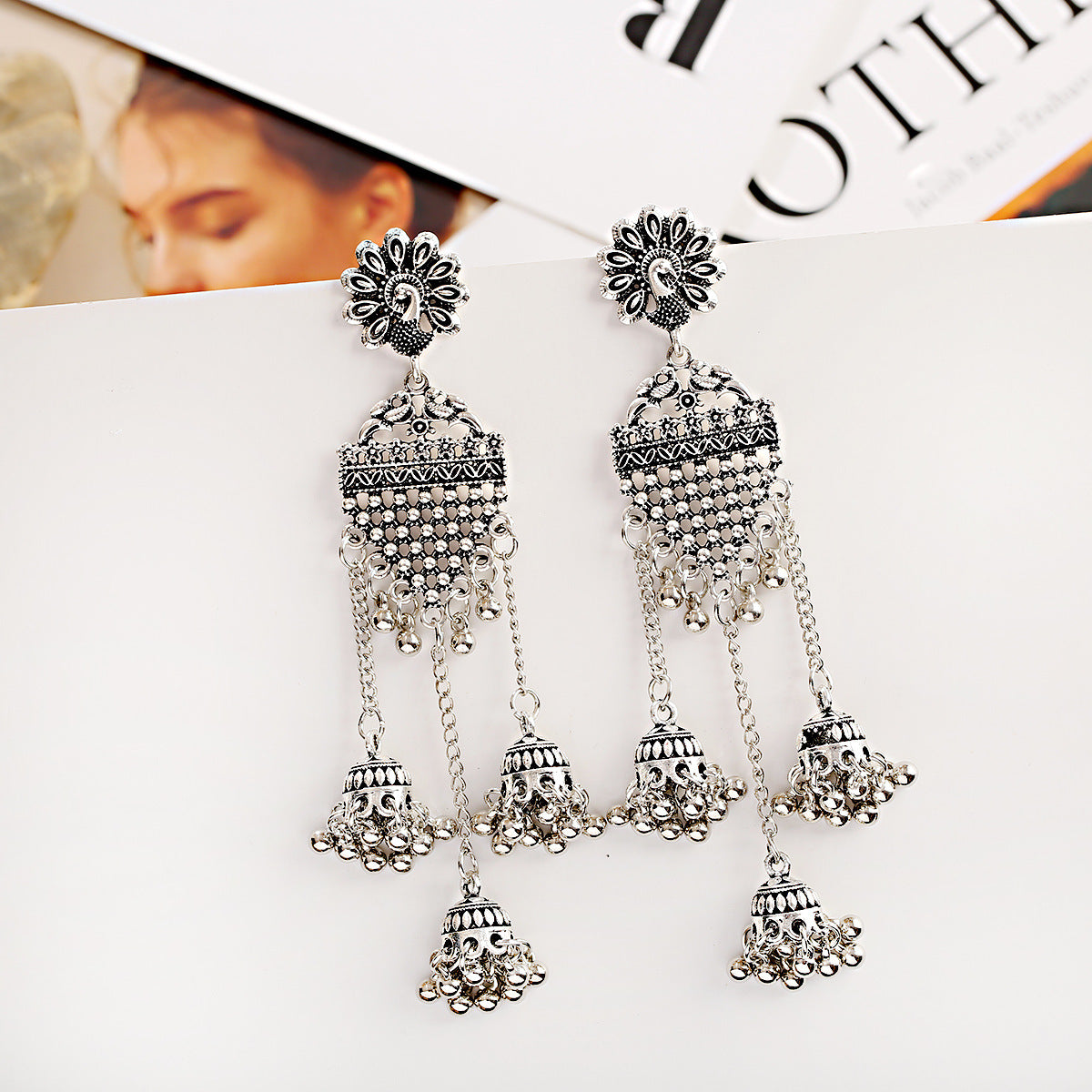 Bohemian Ethnic Earrings Retro Nostalgic Hollow Bell Long Earrings - FASHIONKULTUR