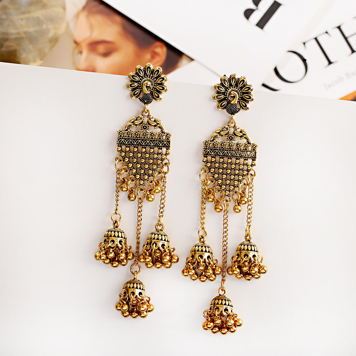 Bohemian Ethnic Earrings Retro Nostalgic Hollow Bell Long Earrings - FASHIONKULTUR