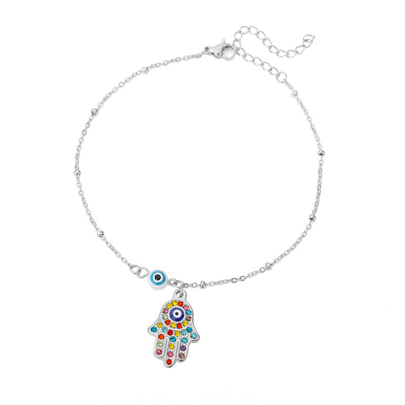 Devil's Eye Anklet Personality Combination Color Eyes Irregular Pearl - FASHIONKULTUR