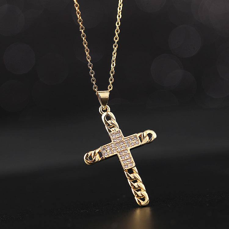 Gold Plated Titanium Steel Chain Golden Butterfly Cross Pendant Necklace - FASHIONKULTUR