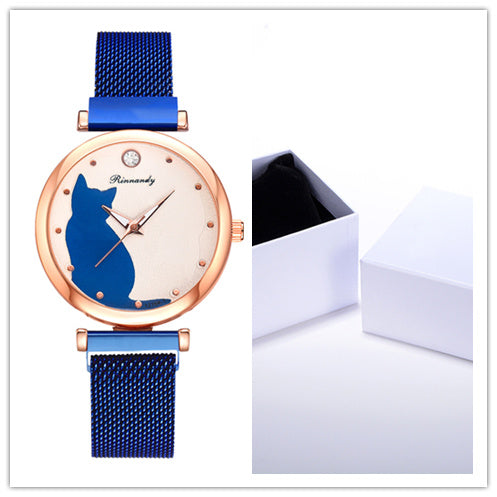 Women's cat watch bracelet set - FASHIONKULTUR