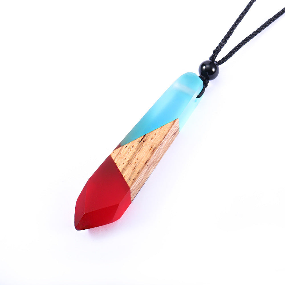 Vintage wood resin necklace pendant - FASHIONKULTUR