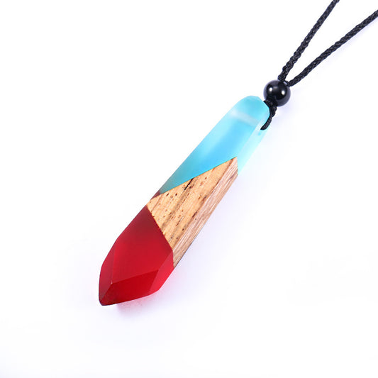 Vintage wood resin necklace pendant - FASHIONKULTUR