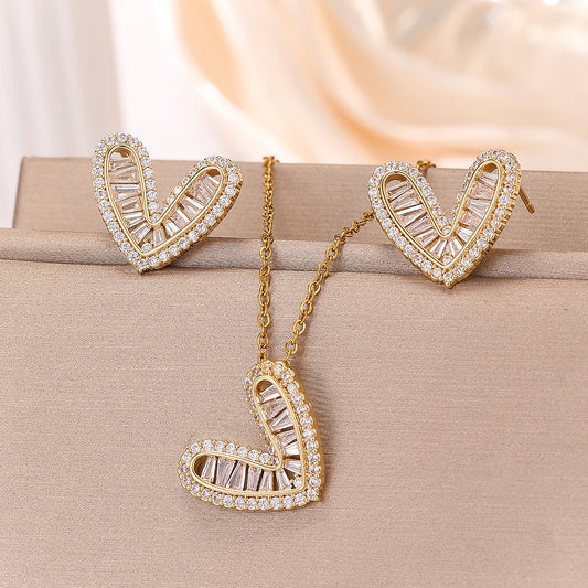 Women's Heart Necklace Niche Design Inlaid Zircon - FASHIONKULTUR