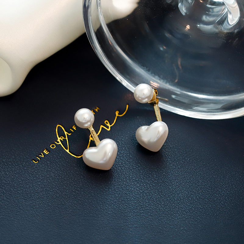 Simple Temperament Love Pearl Stud Earrings - FASHIONKULTUR
