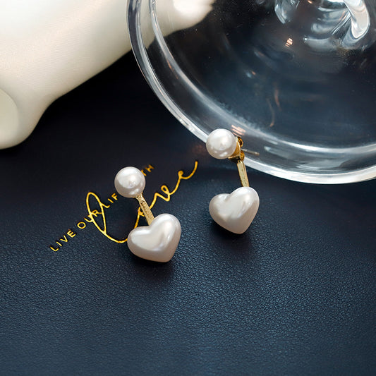 Simple Temperament Love Pearl Stud Earrings - FASHIONKULTUR