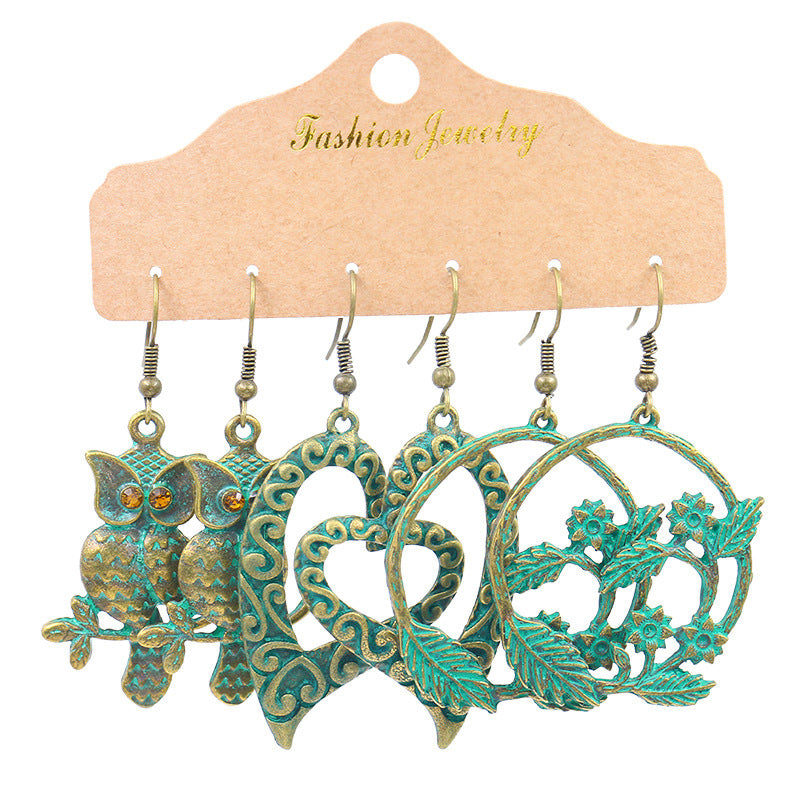 European And American Alloy Dripping Oil 3 Pieces Set Earrings - FASHIONKULTUR