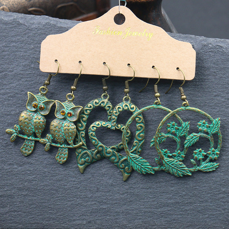 European And American Alloy Dripping Oil 3 Pieces Set Earrings - FASHIONKULTUR
