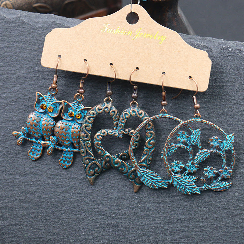 European And American Alloy Dripping Oil 3 Pieces Set Earrings - FASHIONKULTUR