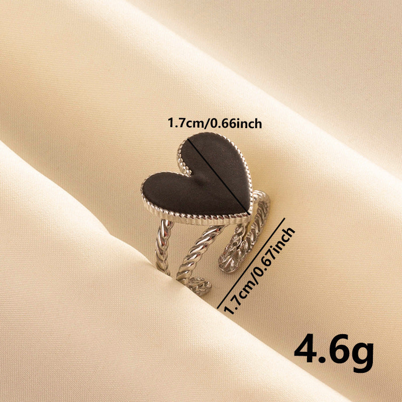 304 Stainless Steel French Retro Love Oil Dripping Ring Special-interest Design - FASHIONKULTUR