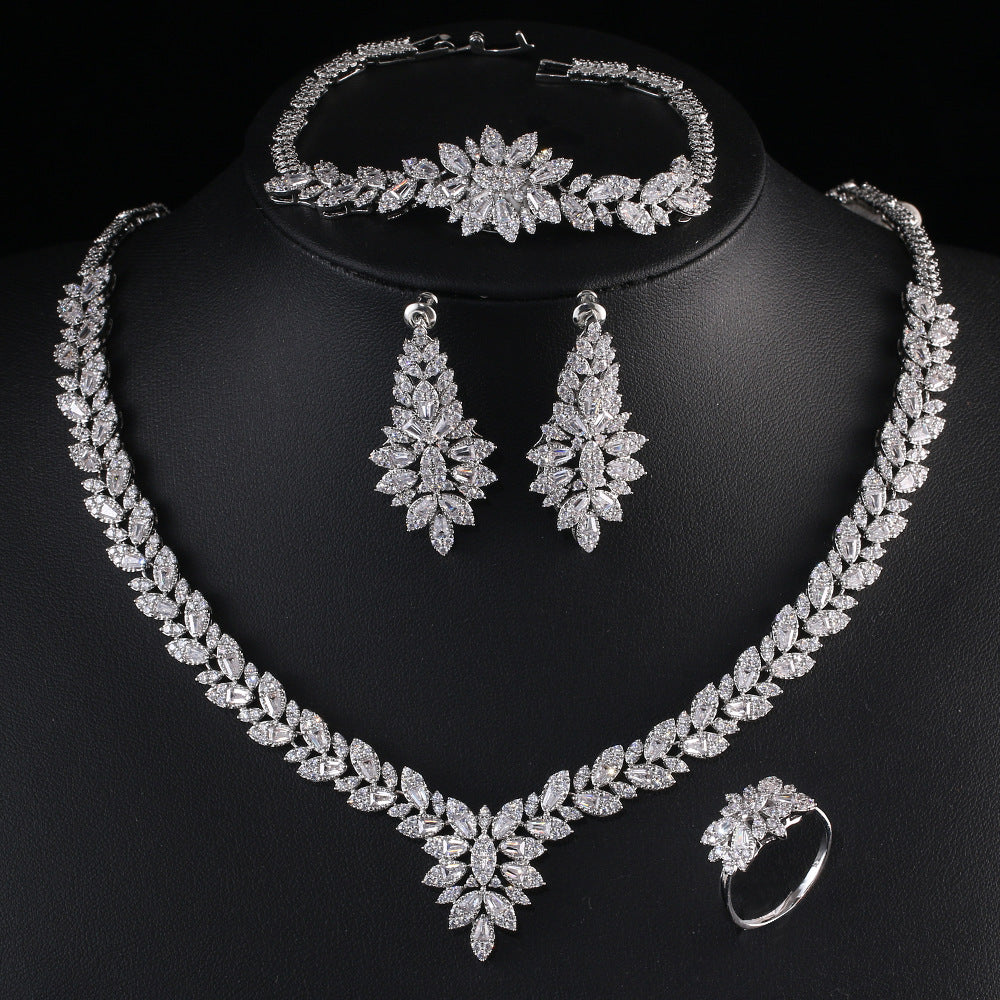 Zircon Bridal Tassel Jewelry Earring Set - FASHIONKULTUR