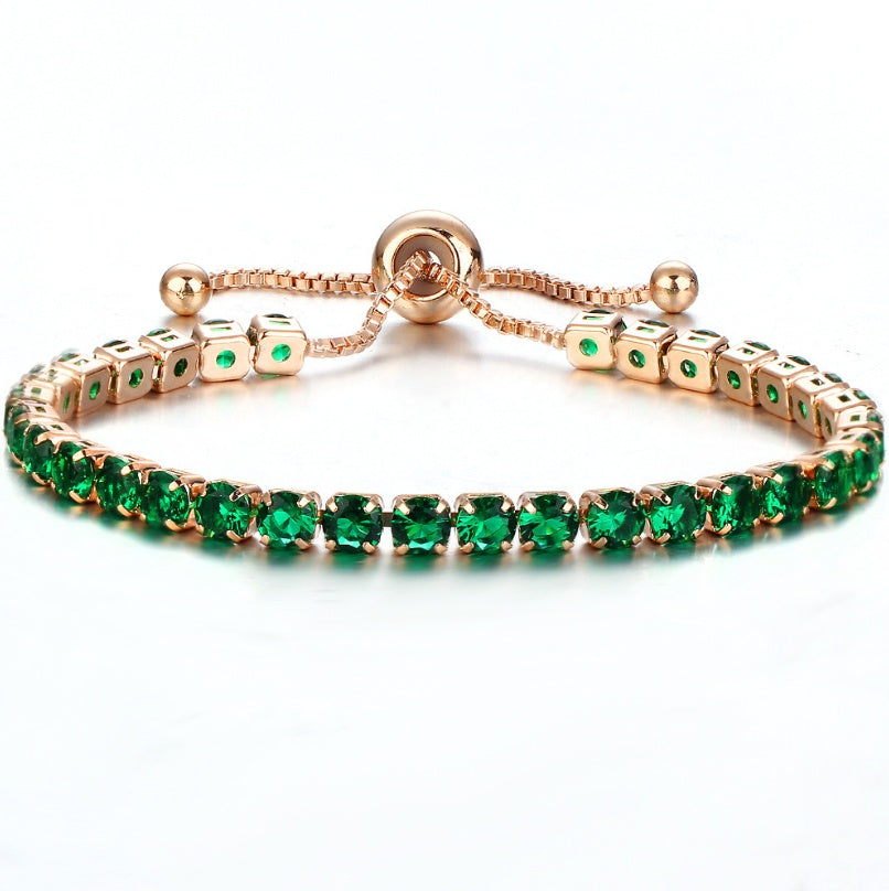 European and American cross-border exclusive jewelry inlaid crystal push-pull bracelet ladies gold full diamond single-row jewelry wholesale - FASHIONKULTUR