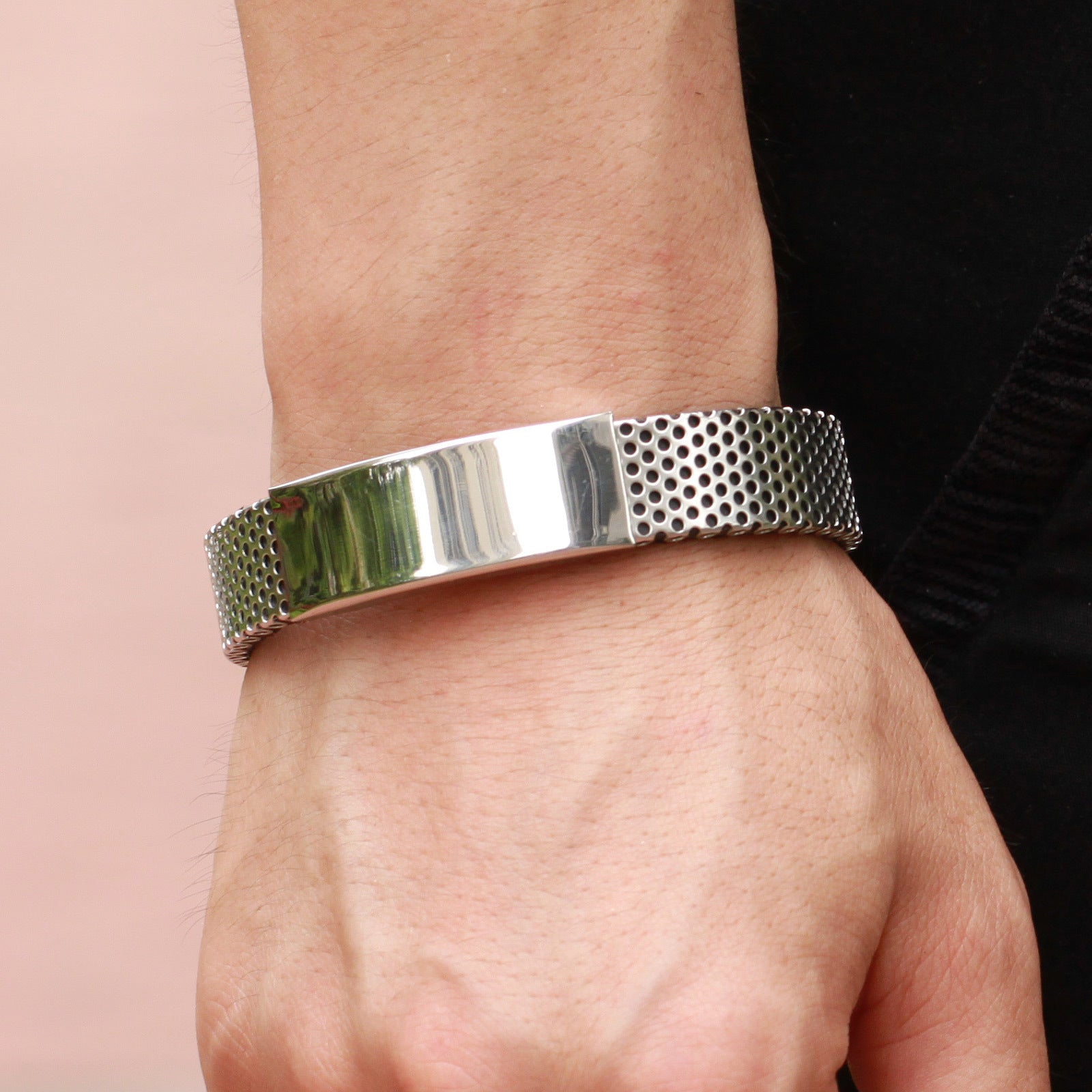 Men's titanium leather bracelet - FASHIONKULTUR