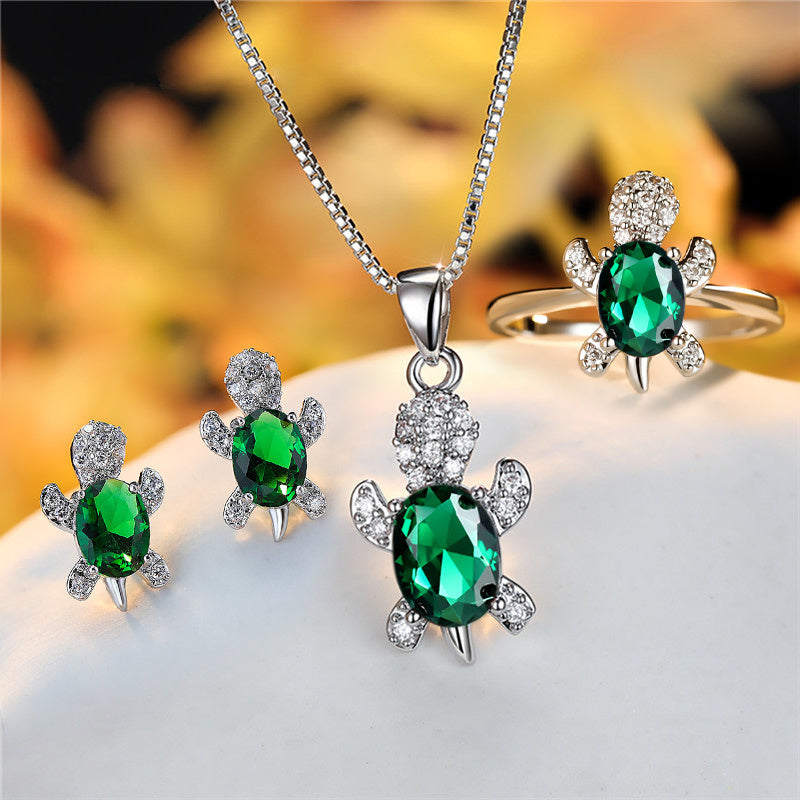 Fashion Oval Zircon Pendant Turtle Shape Necklaces With Rainbow Stone Multicolor Animal Necklace Jewelry For Woman And Children - FASHIONKULTUR