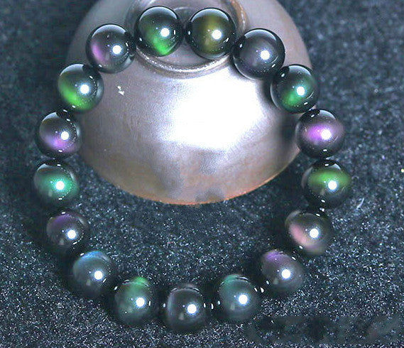 Rainbow Purple Green Eye Obsidian Bracelet - FASHIONKULTUR