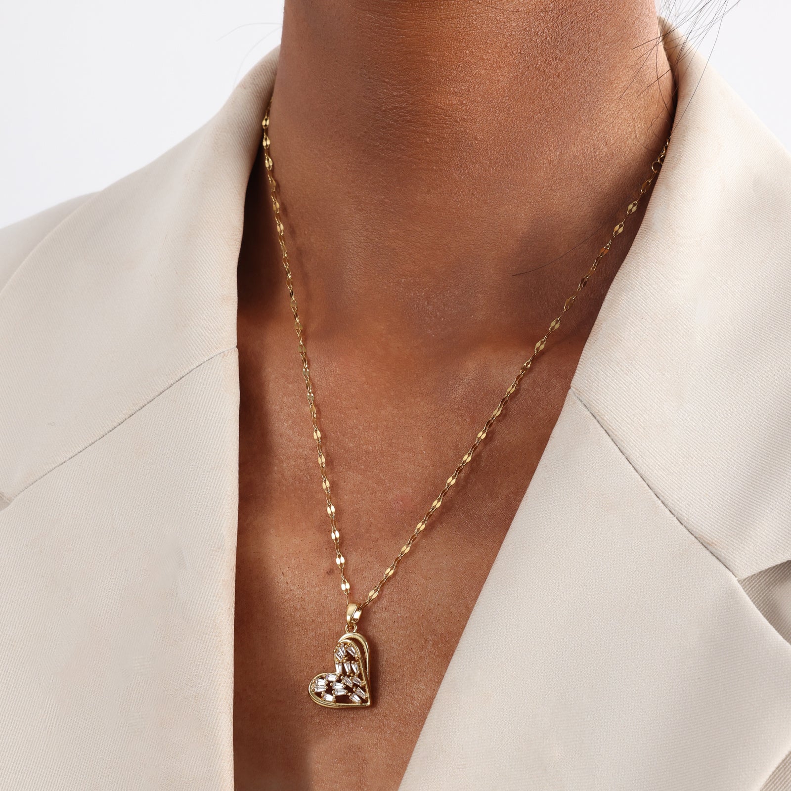 Sweet And Cool Love Hollow Zircon Stone Small And Luxury New Design Sense Pendant Temperament Stainless Steel Necklace - FASHIONKULTUR