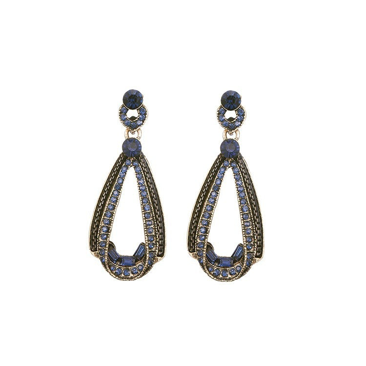 Retro Diamond Irregular Water Drop S925 Silver Stud Earrings - FASHIONKULTUR