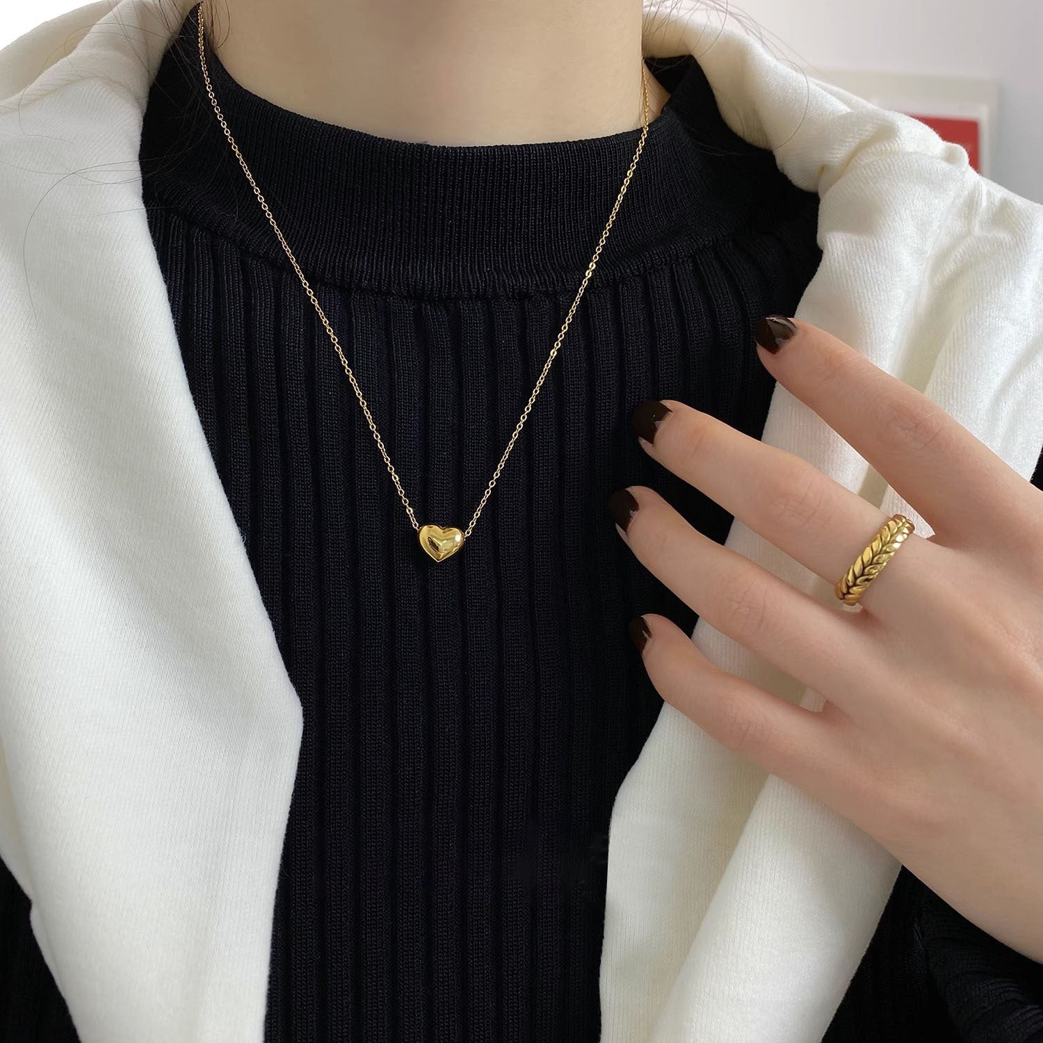 3D Love Heart Necklace Design Sense Clavicle Fashion Jewelry - FASHIONKULTUR