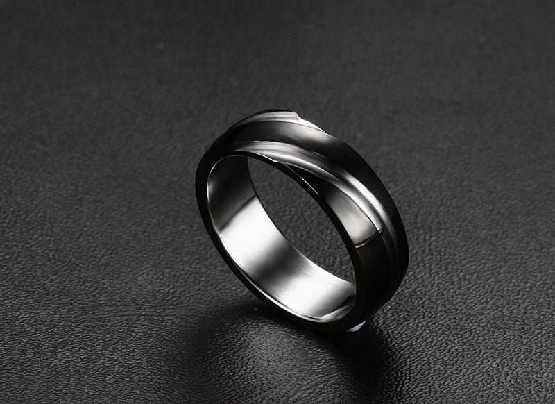 Black Titanium Steel Twill Men's Ring - FASHIONKULTUR