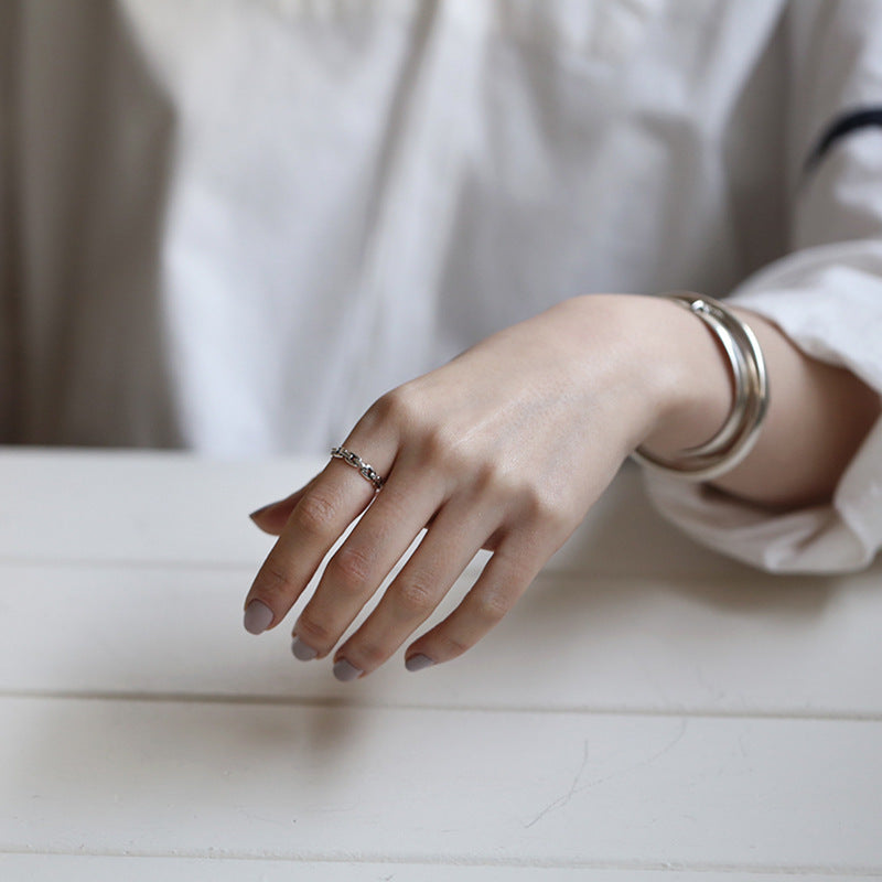 Chain cutout fine chain opening female ring - FASHIONKULTUR