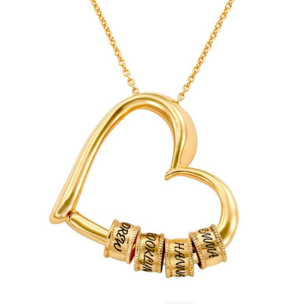 Heart Love Simple Beaded Pendant Necklace - FASHIONKULTUR