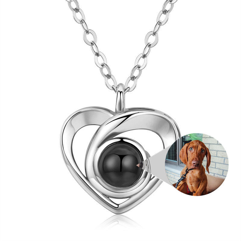 S925 Silver Romantic Photo Projection Necklace Heart Shaped Pendant Necklace - FASHIONKULTUR