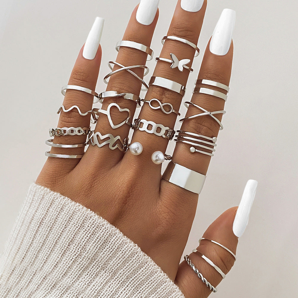 Ring Female Niche Senior Knuckle Ring 23 Pieces Suit - FASHIONKULTUR