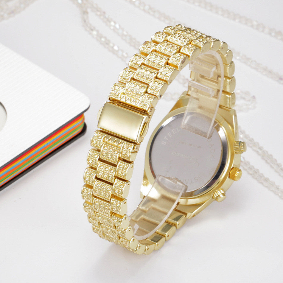 Women Crystal Quartz Analog Wrist Watch Fashion Stainless Steel Geneva Luxury Reloj Hombre Montre Femme Sport Watches - FASHIONKULTUR