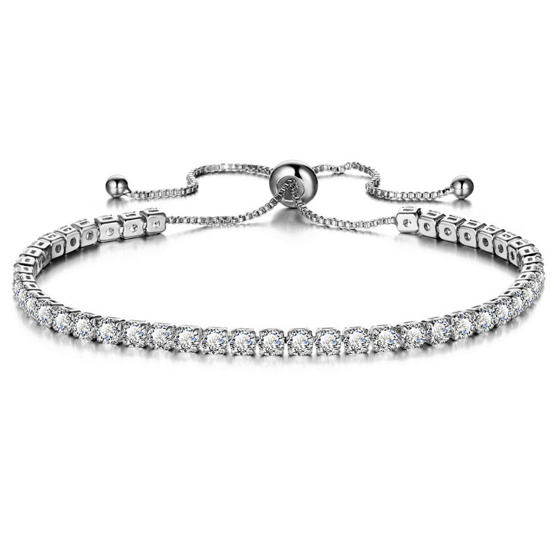 European and American cross-border exclusive jewelry inlaid crystal push-pull bracelet ladies gold full diamond single-row jewelry wholesale - FASHIONKULTUR
