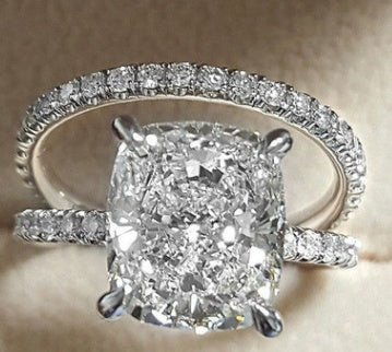 Double Stackable Set Rings 2Pcs For Women Wedding Engagement Party Finger-rings - FASHIONKULTUR