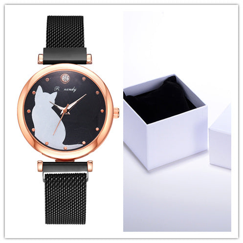 Women's cat watch bracelet set - FASHIONKULTUR