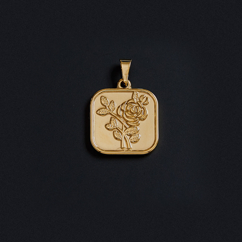 Portrait Coin Cross Peach Heart Angel Retro Pendant - FASHIONKULTUR