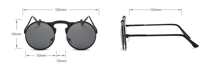 New Vintage Round Steampunk Sunglasses Flip-Up UV Protection Metal Frame Men And Women Summer Cycling Sun Glasses - FASHIONKULTUR