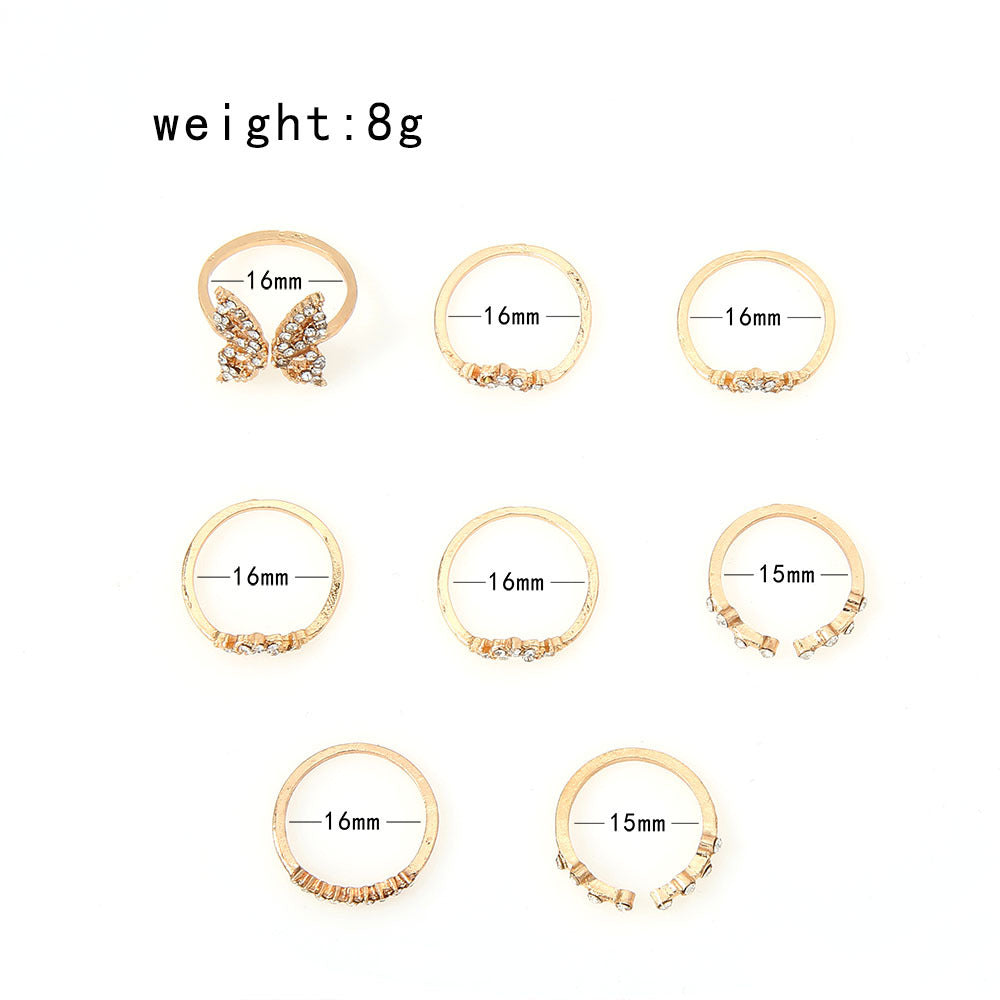 Ring Diamond Butterfly 8-Piece Jewelry - FASHIONKULTUR