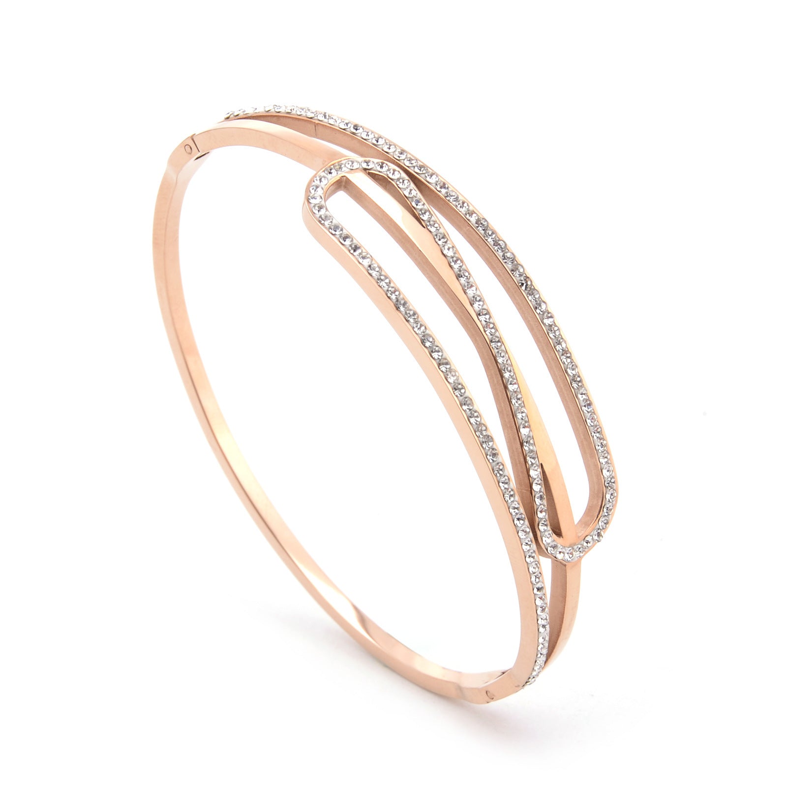 Personalized Titanium Steel Bracelet With Diamonds And Rose Gold - FASHIONKULTUR
