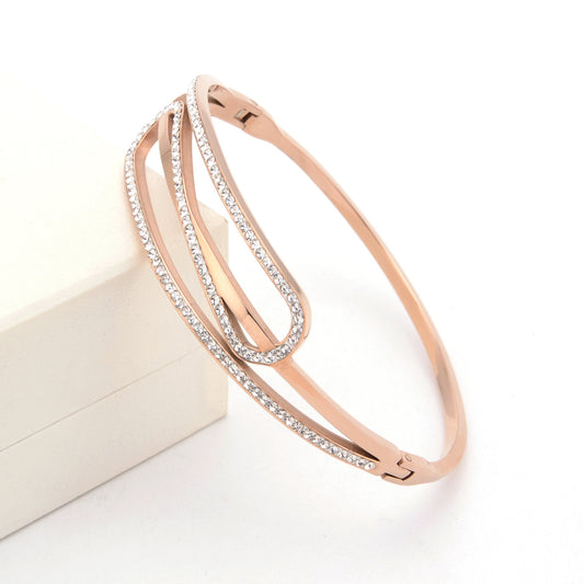 Personalized Titanium Steel Bracelet With Diamonds And Rose Gold - FASHIONKULTUR