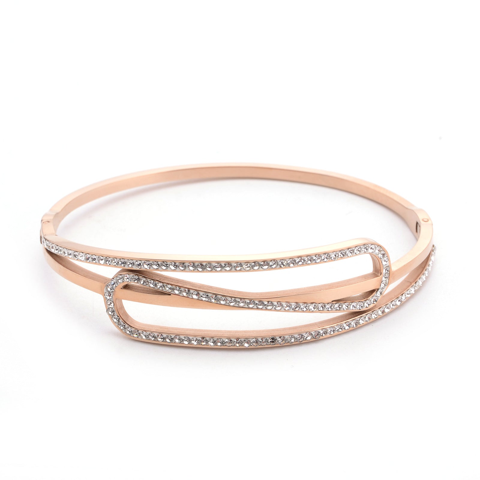 Personalized Titanium Steel Bracelet With Diamonds And Rose Gold - FASHIONKULTUR