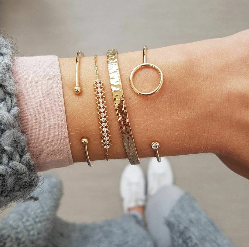Wind New ol Round Irregular Bracelet Bracelet Alloy Combination - FASHIONKULTUR