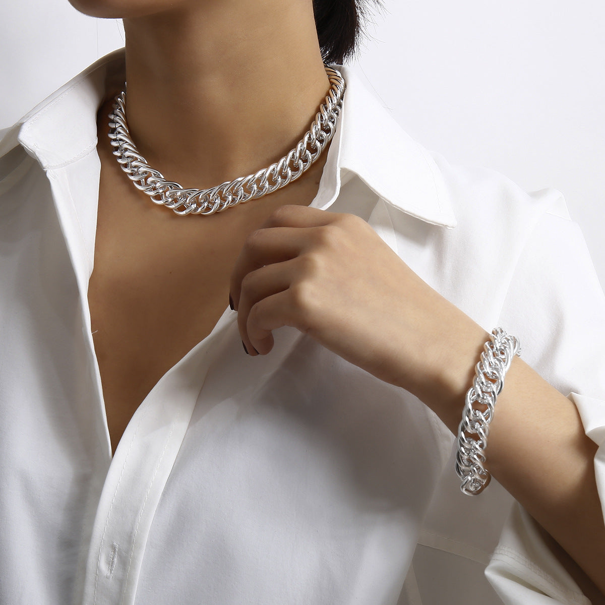 Personalized Simple Trend Necklace Bracelet Set - FASHIONKULTUR
