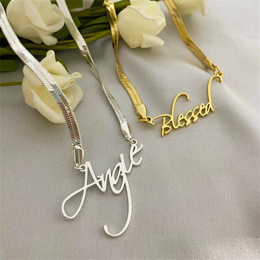 Wind Blade Necklace Custom Name Stainless Steel Name Snake Chain Necklace For Women Jewelry Gift - FASHIONKULTUR