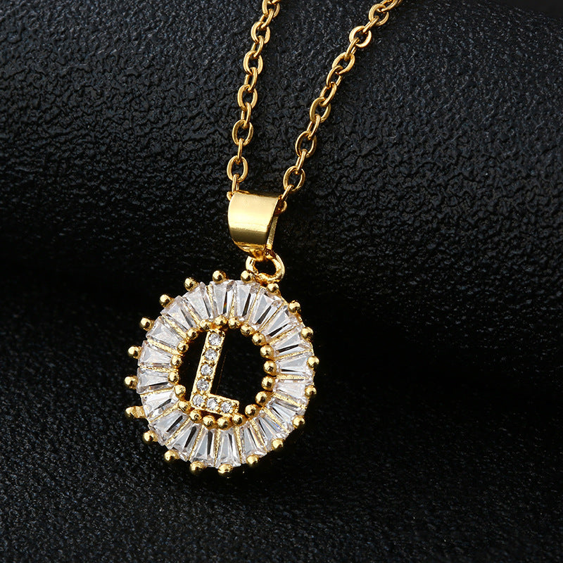 Letter Necklace Female Necklace 26 Letters Copper Inlaid Cubic Zircon - FASHIONKULTUR