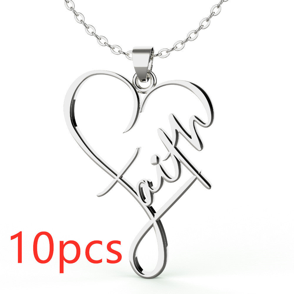 European And American Necklace Heart Of Faith Pendant - FASHIONKULTUR
