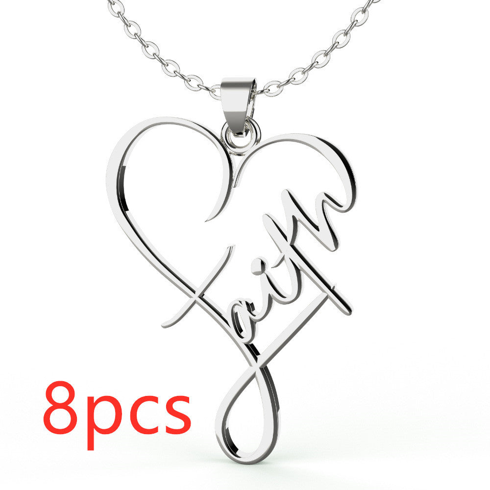 European And American Necklace Heart Of Faith Pendant - FASHIONKULTUR